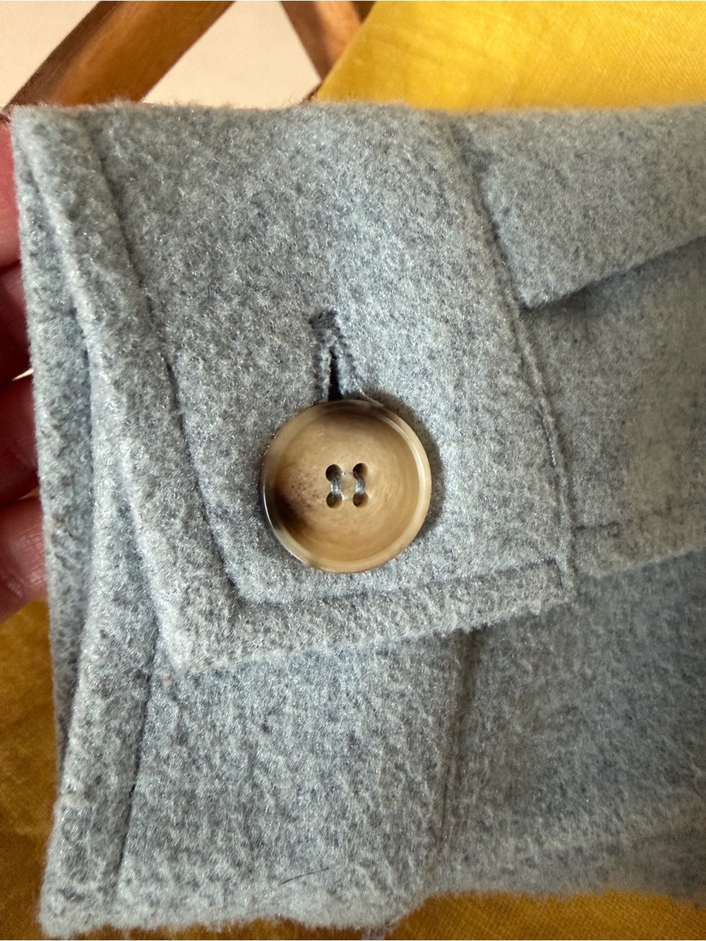 Light Blue Button-Front Wool Jacket - Picture 15 of 16